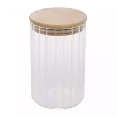 Pote Hermético de Vidro Canelado com Tampa de Bambu 700ml - Kaza 8