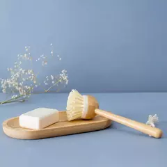 Escova de Limpeza Redonda com Cabo Longo de Bambu na internet