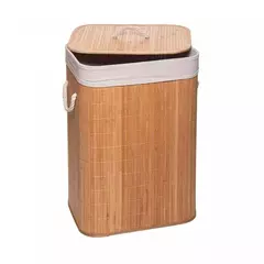 Cesto para Lavanderia de Bambu com Tampa Natural 40cm x 30cm x 57cm - Kaza 8