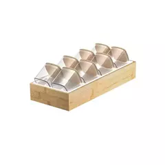 Conjunto 8 Potes de Vidro com Tampa Hermética e Bambu - comprar online