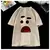 Camisa estilo larga, estampa rosto surpreso
