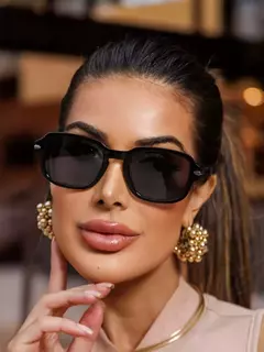 Óculos de Sol Retangular ISABELA - Preto - Acetato - comprar online