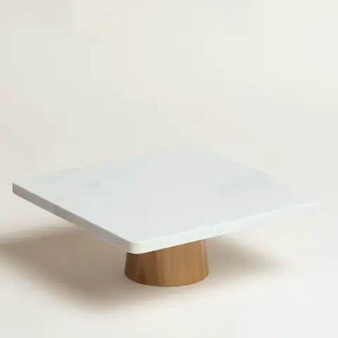 Pie de torta línea Mármol white | 25x10cm
