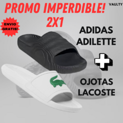 Promo 2x1 en Ojotas Adilette + Lacoste de REGALO