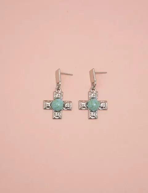 Brinco Cruz Turquesa - comprar online