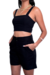 CONJUNTO CASUAL CROPPED PRETO + SHORT LINHO PRETO - M