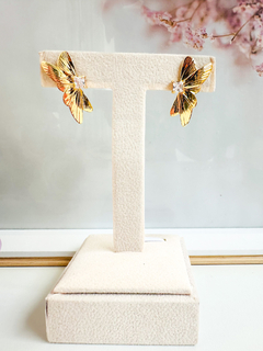 Brinco Flor Chapada com Pedra - comprar online