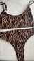 Bikini cebra marron top + tiro alto