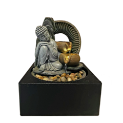 Fuente De Agua Chica Buda Cascada Piedras + Led 24cm