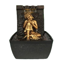 Fuente De Agua Chica Cascada Buda Reposando + Led 18cm