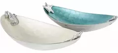 Centro De Mesa Aluminio Cerámica Estilo Marino 38x19cm Mk - comprar online