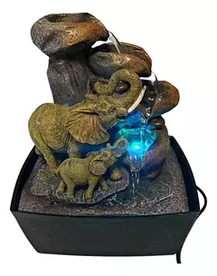 Fuente Agua Mediana Elefantes 25cm Cascada Piedra