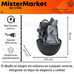 Fuente De Agua Chica Cascada 17cm Buda Zen Esfera Deco Tm Gris Oscuro en internet