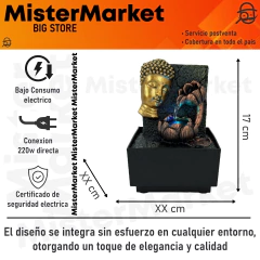 Fuente De Agua Chica Cascada 17cm Buda Zen Flor Loto Deco Tm Dorado en internet