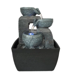 Fuente De Agua Chica Cascada 17cm Cuencos Decoracion Tm Gris Oscuro