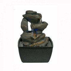 Fuente De Agua Chica Piedras Cascada Luz Led 19cm