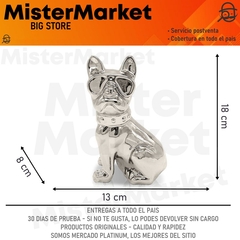 Escultura Figura Perro Plateado 18x13x8cm Ceramica Deco Vv en internet