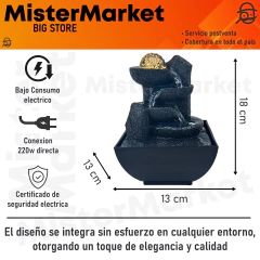 Fuente De Agua Chica Torre Led +esfera Deco Interior 18cm Tm - comprar online