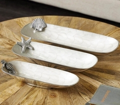 Centro De Mesa Set X3 Cerámica Playa Aluminio Deco Mk en internet