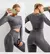 Conjunto sem costura feminino para ioga, roupa esportiva com manga longa