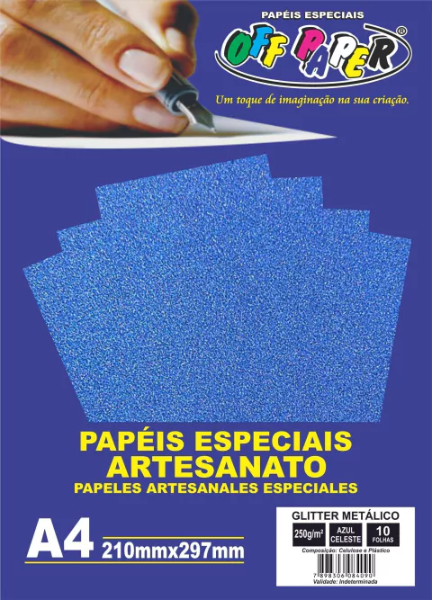 Papel Glitter Metálico A4 250g c/ 10fls - comprar online