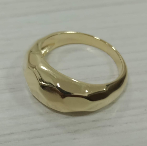 Anel Banhado a Ouro Baloado Liso Lapidado TAM 18