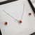 Conjunto Luxo Zircônia Redonda Cravejado Vermelho Prata 925 - comprar online