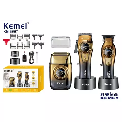 SET X3 CORTADORAS DE PELO PATILLERA KEMEI KM-8557
