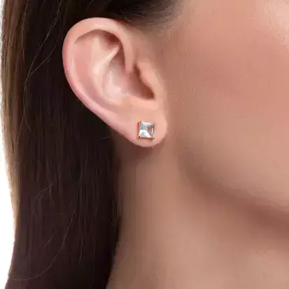 Brinco carré aquamarine banhado a ouro 18K - comprar online