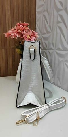 Bolsa Luxo Croco Branca / Cinza com Marrom - Ondatop dos achados