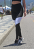 Calça Legging Cintura Alta Assimétrica com Detalhe em Branco Detalhe em Tulê e Tela Preto REF: LX122 - comprar online