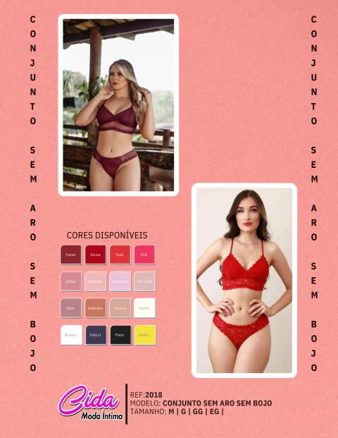 CONJUNTO NA RENDA SEM BOJO E SEM ARO