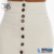 Saia Areia Jeans Lápis com Botões Frontal Via Tolentino - comprar online