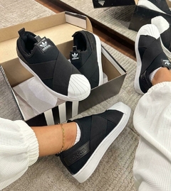 Tênis Adidas Superstar Slip-On Feminino - Preto/Branco