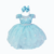 Vestido de Festa Infantil Fantasia Frozen Com Capa Princesa Elsa Luxo Azul Bebê - comprar online