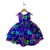 Vestido de Festa Infantil Azul Marinho Neon Colorido Brilha No Escuro - loja online