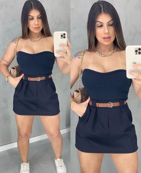 Shorts Saia Alfaiataria Com Cinto