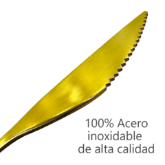 Set 6 Cuchillo Chico Untar Copetin Mango Rama Acero Inox Oro