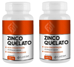 2 POTES ZINCO Quelato 60 cápsulas 600 mg