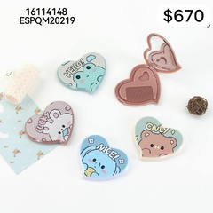 Espejo+ Peine Forma Corazon 4 animales