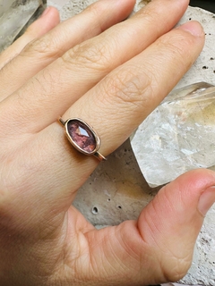 Anel Turmalina Rosa no cobre