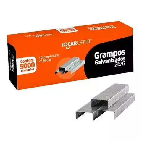 Grampo para grampeador 26/6 CX c/5000 unidades Galvanizado JOCAR