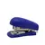 Mini grampeador plástico azul com corpo arredondado e base de metal.