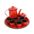 Kit para Café Vermelho Esmaltado Liso 09 Peças N°4,5