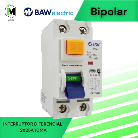 INTERRUPTOR DIFERENCIAL 2X25A 10MA BAW