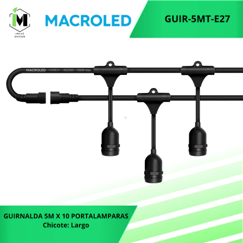 GUIRNALDA NEGRA 5Mts X 10 PORTALAMPARAS
