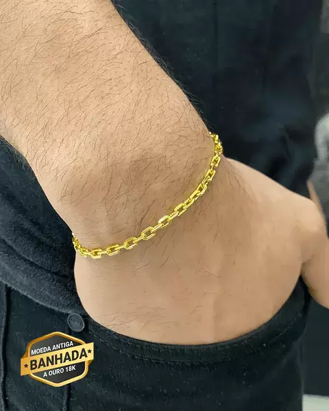 PULSEIRA CADEADO DE QUINA 4MM - 21CM - MOEDA ANTIGA - comprar online