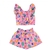 CONJUNTO KOOKABU CROPPED BABADO SHORTS ESTAMPA ROSA COLORS/2