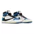 Tênis Air Jordan 1 High Retro nas cores azul, branco e preto, colaborando com Travis Scott e Fragment Design disponível na Supernova Sneakers