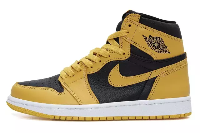 Imagem lateral do Tênis Air Jordan 1 High "Pollen" nas cores amarelo e preto disponível na Supernova Sneakers